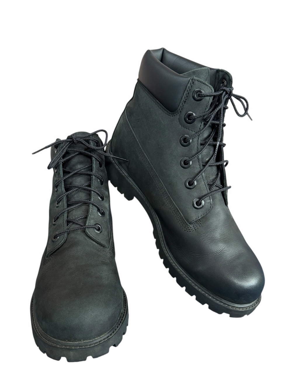 Boys Timberland Premium 6 Inch Waterproof Black Nubuck Boots Sz 8 (Women 8.5)